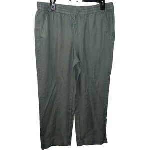 Talbots Pants Womens 12 Wide Leg Linen Pull On Stretch Drawstring lagenlook boho